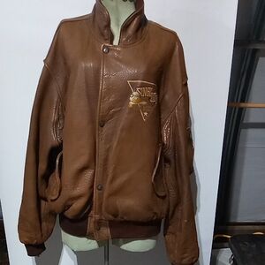 Fred Seagals Brown Leather Jacket embroidered.
